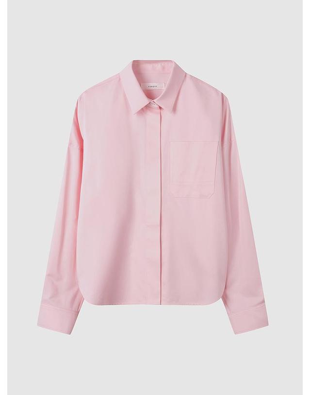 컴젠 [컴젠] 여성 오버핏 크롭 셔츠 L PINK 착용컷