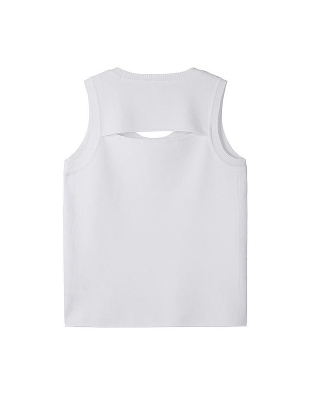 컴젠 [컴젠] 여성 백슬릿 슬리브리스 탑 WHITE 착용컷