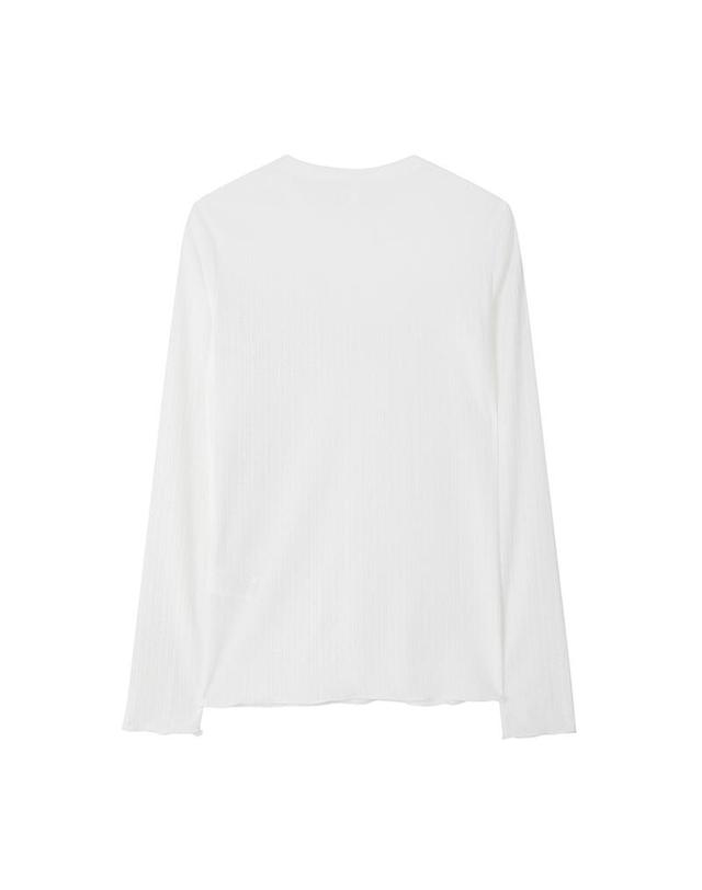 컴젠 [컴젠] 여성 롱 슬리브 라운드넥 티셔츠 WHITE 착용컷