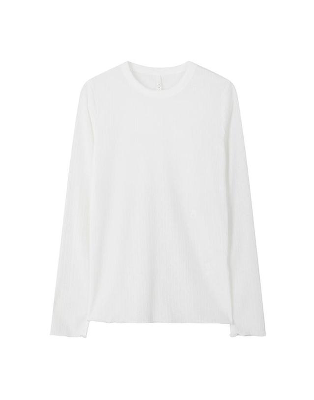 컴젠 [컴젠] 여성 롱 슬리브 라운드넥 티셔츠 WHITE 착용컷