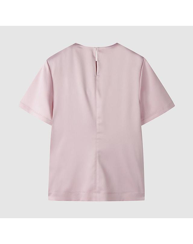 컴젠 [컴젠] 여성 라운드넥 반소매 블라우스 L PINK 착용컷