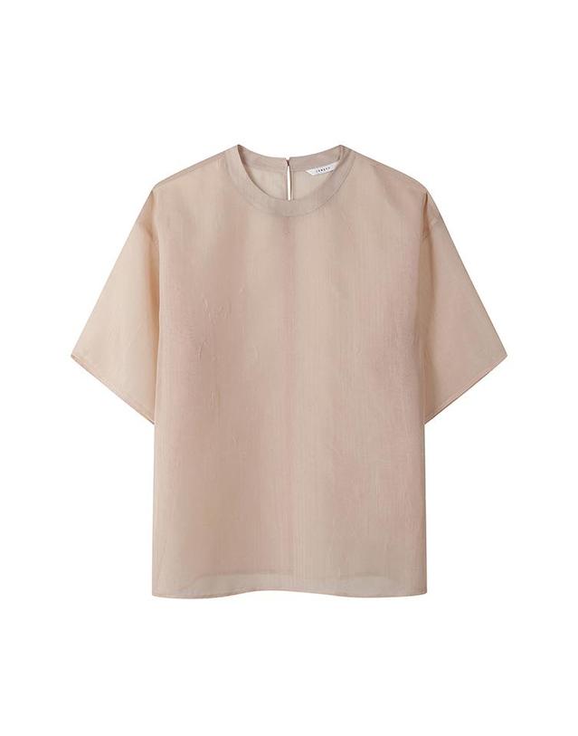 컴젠 [컴젠] 여성 루즈핏 시스루 블라우스 L BEIGE 착용컷