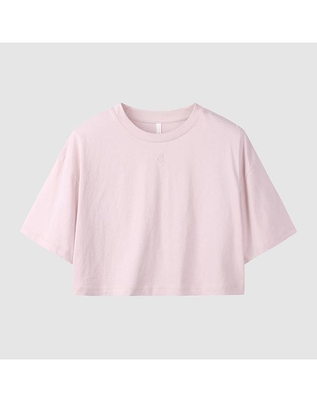 컴젠 [컴젠] 여성 로고 크롭 반팔 티셔츠 L PINK 착용컷