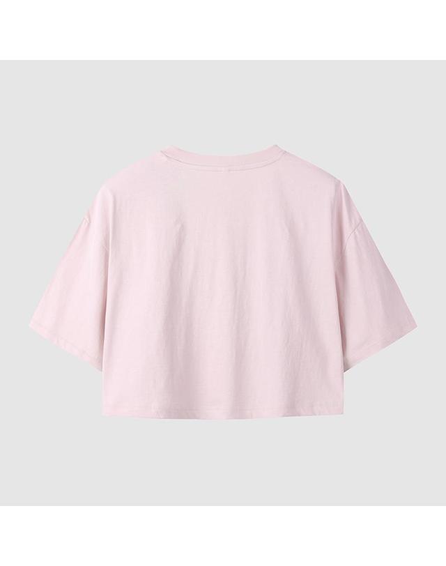 컴젠 [컴젠] 여성 로고 크롭 반팔 티셔츠 L PINK 착용컷