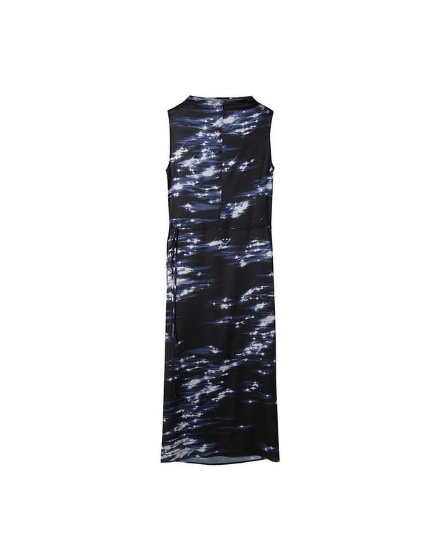 컴젠 [컴젠] 여성 에이프런 디테일 랩 원피스 D NAVY PRINT 착용컷