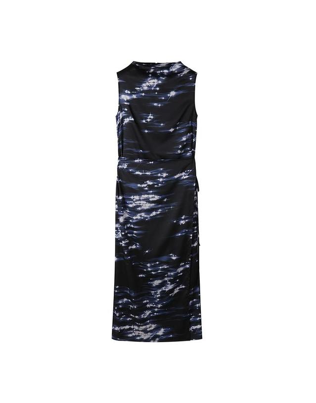 컴젠 [컴젠] 여성 에이프런 디테일 랩 원피스 D NAVY PRINT 착용컷