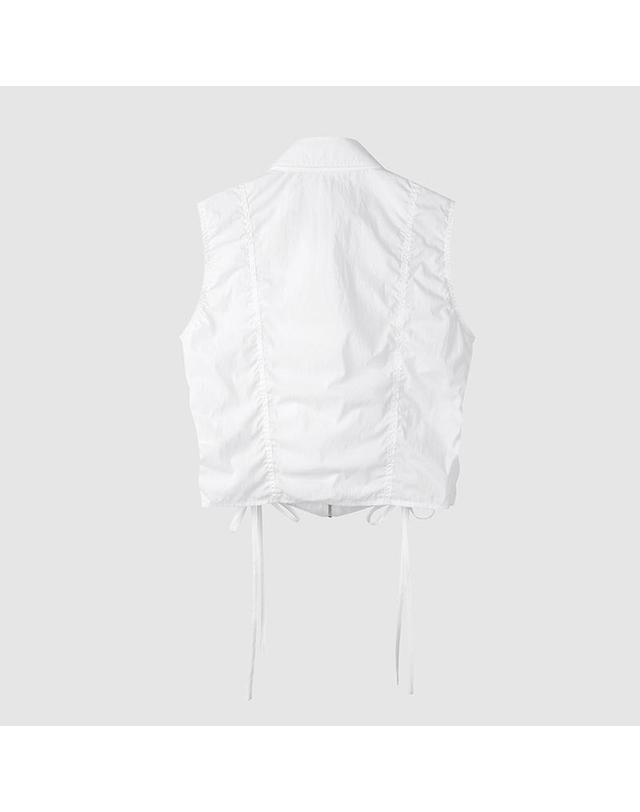 컴젠 [컴젠] 여성 레이어드 디테일 집업 블라우스 WHITE 착용컷