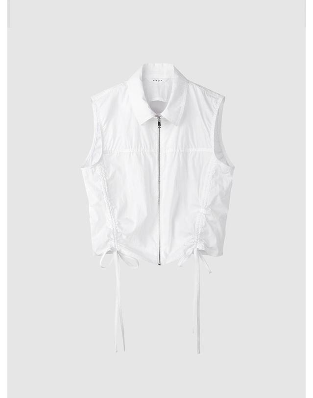 컴젠 [컴젠] 여성 레이어드 디테일 집업 블라우스 WHITE 착용컷