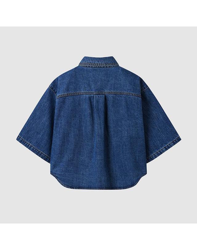 컴젠 [컴젠] 여성 데님 반팔 셔켓 JEAN 착용컷