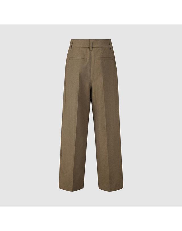 컴젠 [컴젠] 여성 투턱 스트레이트 핏 팬츠 KHAKI BEIGE MG 착용컷