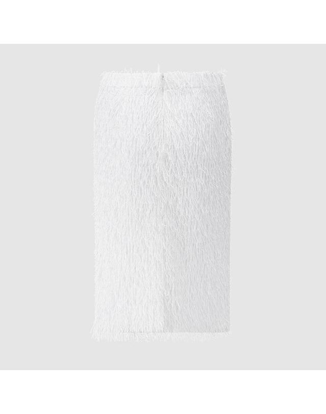 컴젠 [컴젠] 여성 프린지 미디 스커트 WHITE 착용컷