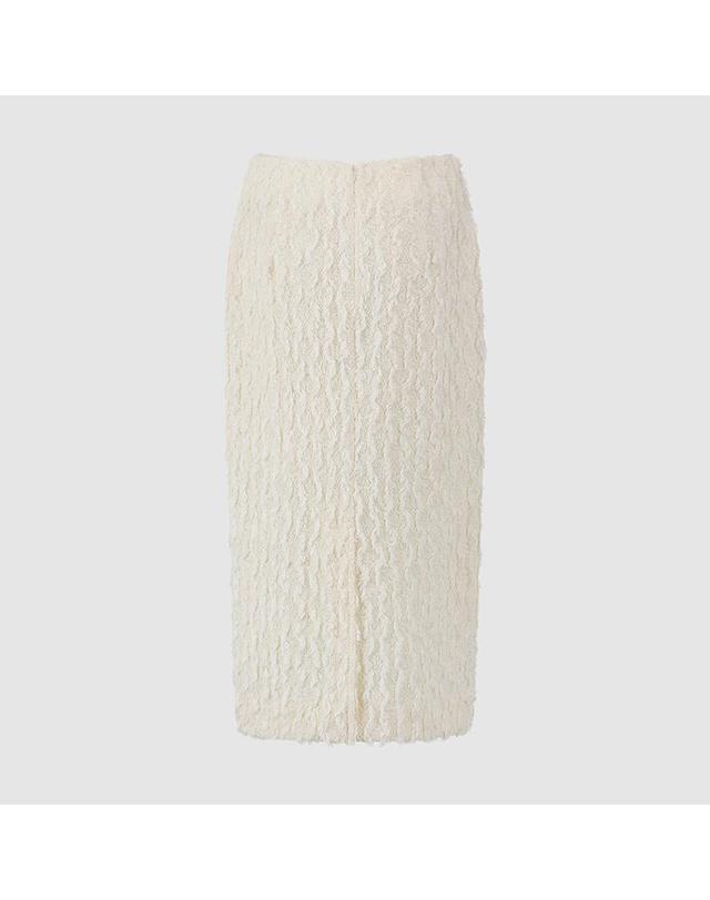 컴젠 [컴젠] 여성 프린지 H라인 스커트 CREAM 착용컷