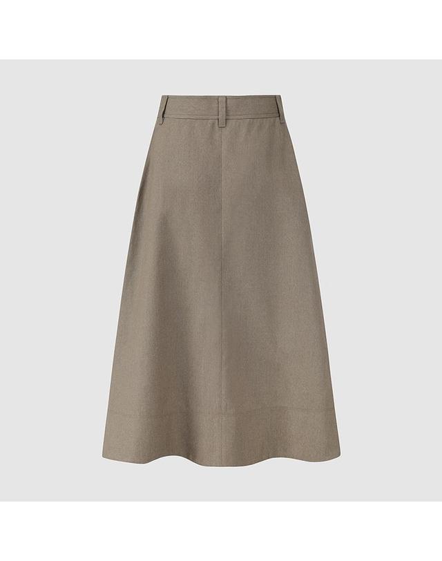 컴젠 [컴젠] 여성 맞주름 A라인 스커트 KHAKI BEIGE MG 착용컷