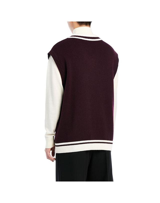 컴젠 [컴젠] 남성 캐시미어 브이넥 베스트 BURGUNDY 착용컷
