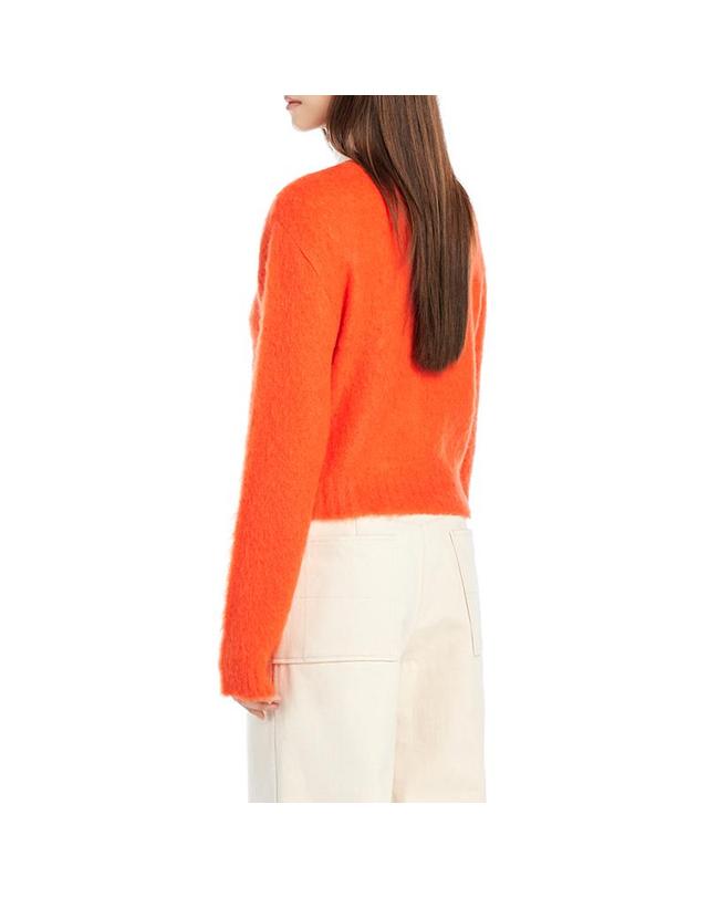 컴젠 [컴젠] 여성 브러시드 모헤어 크롭 가디건 ORANGE 착용컷