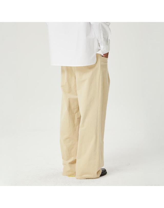컴젠 [컴젠] 남성 벨벳 원턱 팬츠 L BEIGE 착용컷