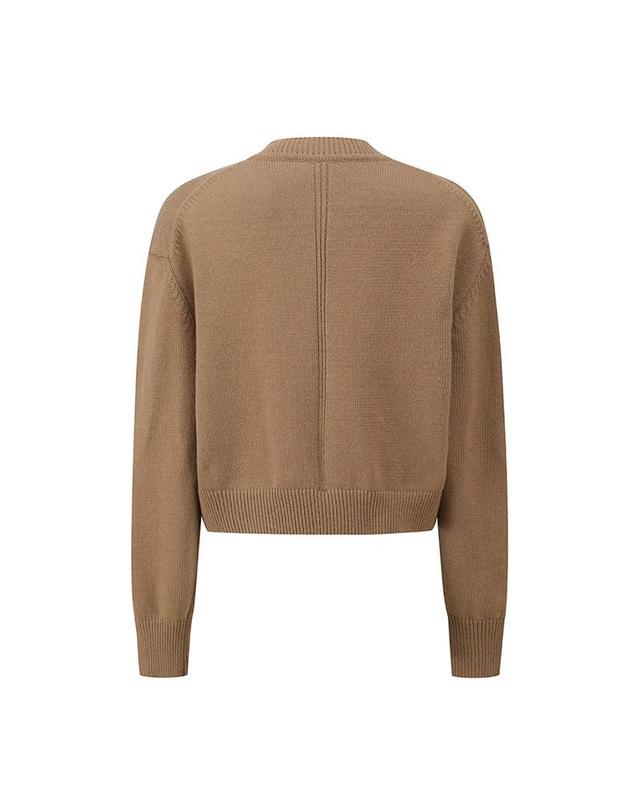 컴젠 [컴젠] 여성 라운트넥 스웨터 가디건 BEIGE 착용컷