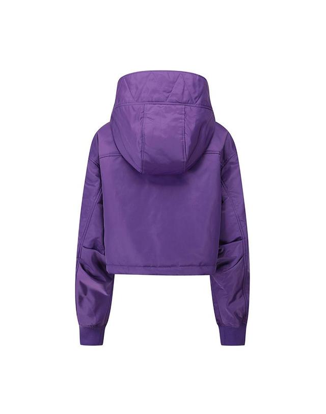 컴젠 [컴젠] 여성 크랍 후드 봄버 점퍼 D PURPLE 착용컷
