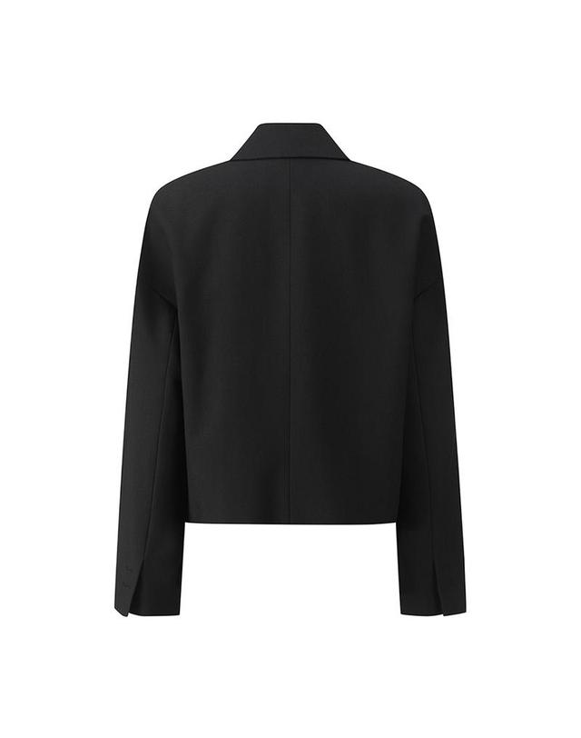 컴젠 [컴젠] 여성 컷팅 카라 크랍쟈켓 BLACK 착용컷