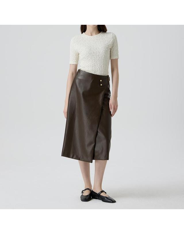 컴젠 [컴젠] 여성 비조 랩 스커트 BROWN 착용컷