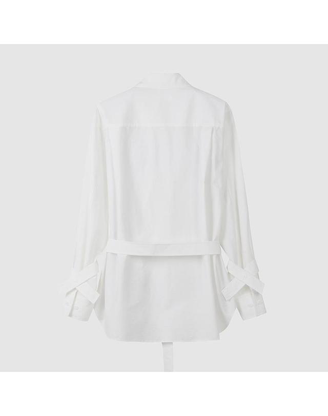 컴젠 [컴젠] 여성 트렌치 스타일 셔츠 WHITE 착용컷