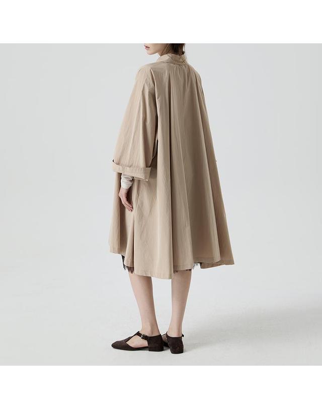 컴젠 [컴젠] 여성 오버사이즈 트렌치 코트 BEIGE 착용컷