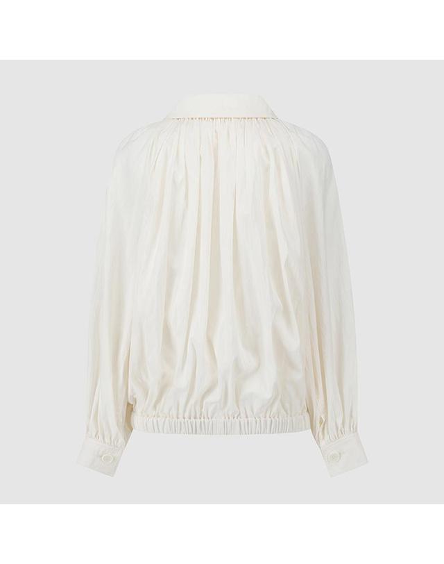 컴젠 [컴젠] 여성 빅 카라 셔링 자켓 OFF WHITE 착용컷