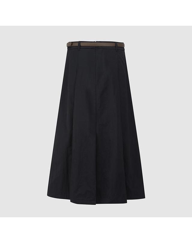 컴젠 [컴젠] 여성 벨트 A라인 스커트 BLACK 착용컷
