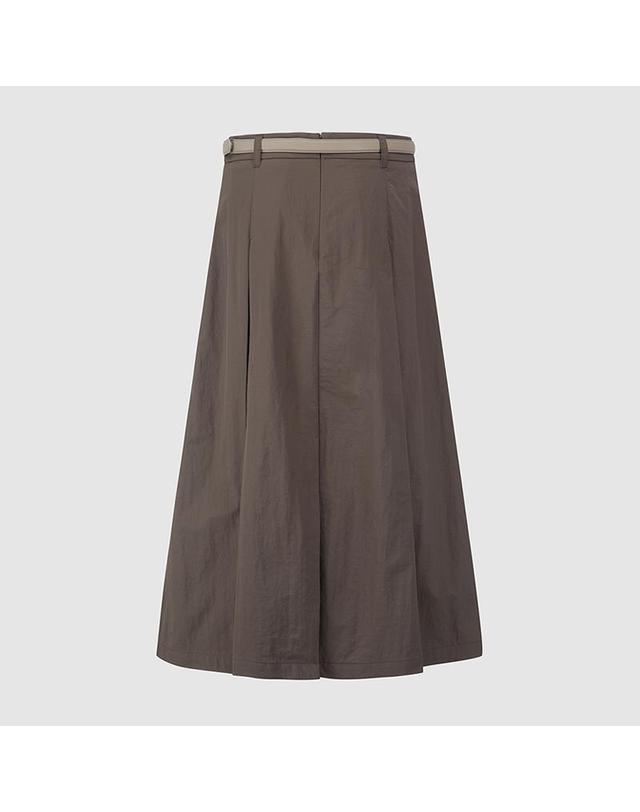 컴젠 [컴젠] 여성 벨트 A라인 스커트 KHAKI BROWN 착용컷