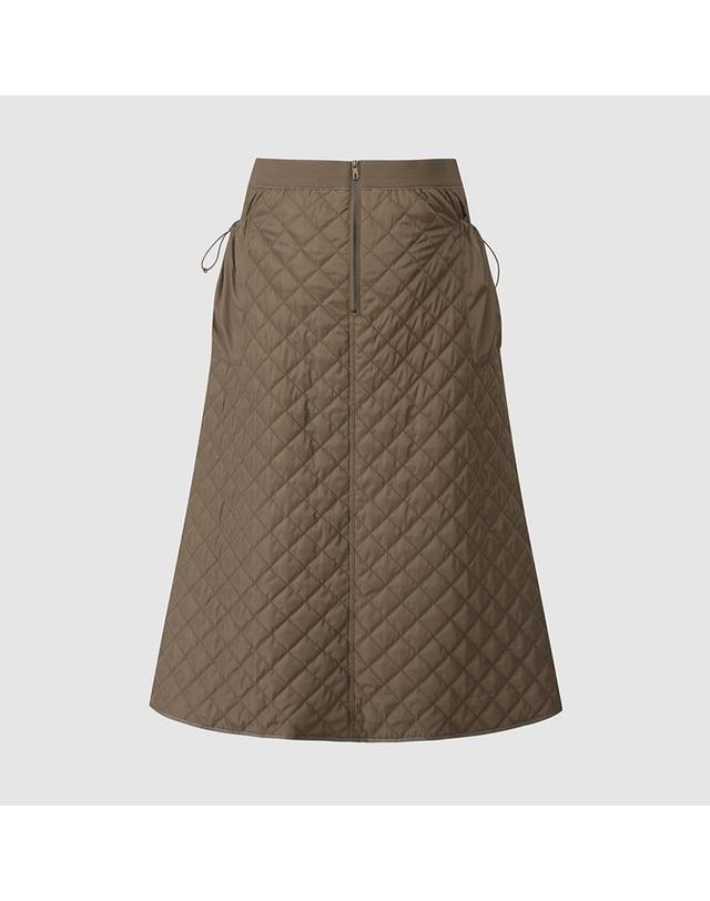 컴젠 [컴젠] 여성 퀼팅 A라인 스커트 KHAKI BROWN 착용컷