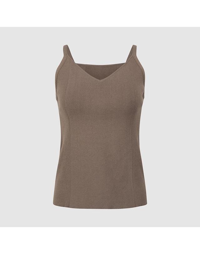 컴젠 [컴젠] 여성 라운드넥 가디건 슬리브리스탑 세트 KHAKI BROWN 착용컷
