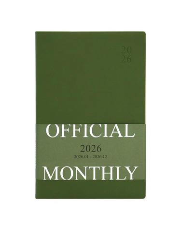 [인디고] 2026 오피셜 열두달 B6 먼슬리 다이어리 업무용 (날짜형, 32절, 월간) - 그린무스