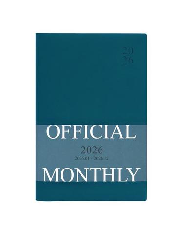 [인디고] 2026 오피셜 열두달 B6 먼슬리 다이어리 업무용 (날짜형, 32절, 월간) - 피콕블루