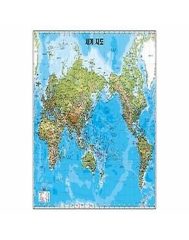 세계지도 한글지세 (코팅 원지/부착용) - 단면 (축척 1-39,000,000)