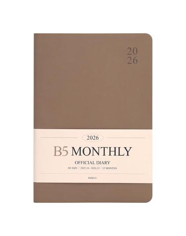 [인디고] 2026 오피셜 B5 먼슬리 다이어리 업무용 날짜형, 월간 - 모카무스