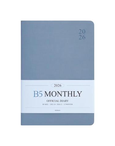 [인디고] 2026 오피셜 B5 먼슬리 다이어리 업무용 날짜형, 월간 - 워터블루