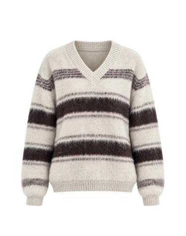 [해외직구] 26 FW 로우클래식 striped V neck sweater LC254KN03 TP459886092