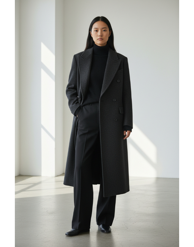 더로우 더로우 25FW 버진 울 캐시미어 코트 HARIET 10372W4067 DARK CHARCOAL 착용컷
