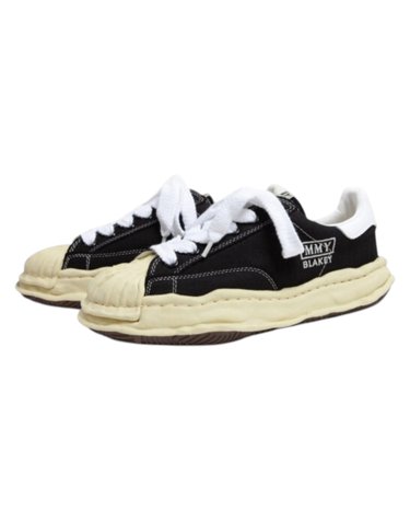 메종 미하라 야스히로 블레이키 VL OG 솔 캔버스 로우탑 스니커즈 A09FW732 BLACK