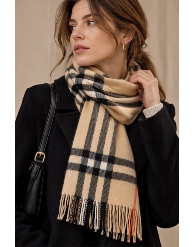 버버리 버버리 26FW 와이드 체크 캐시미어 스카프 8085931 A2021 착용컷