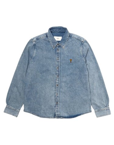 아미 26SS 하트 로고 데님 코튼 셔츠 USH786 DE0056 480