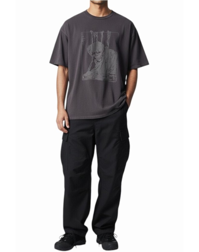 아워 레가시 아워레가시 아워레가시 26SS 앵그리 팬 메일 프린트 오버핏 박스 티셔츠 BOX M2266BA CHARCOAL 착용컷
