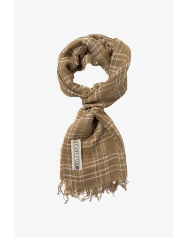 아워 레가시 아워레가시 아워레가시 26SS 텐셀 코티지 스카프 COTTAGE A2268CW WALNUT GRID SPARSE TENCEL 착용컷