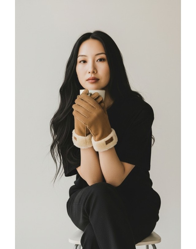 어그 어그 여성 턴 커프 장갑 TURN CUFF GLOVE 17369 CHESTNUT 착용컷