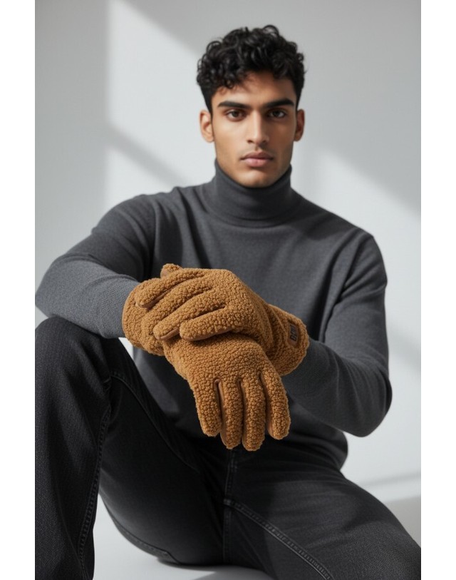 어그 어그 남성 어그플러프 장갑 UGGfluff GLOVE 101066 CHESTNUT 착용컷