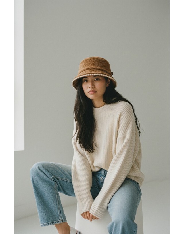 어그 어그 어그플러프 스캘롭드 버킷 햇 UGGfluff 100914 CHESTNUT 착용컷