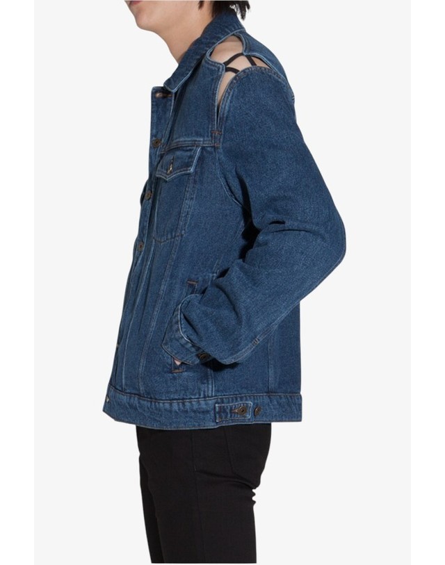 와이프로젝트 Y프로젝트 클래식 절개 데님 자켓 JACK7 S20 D22 NAVY 착용컷