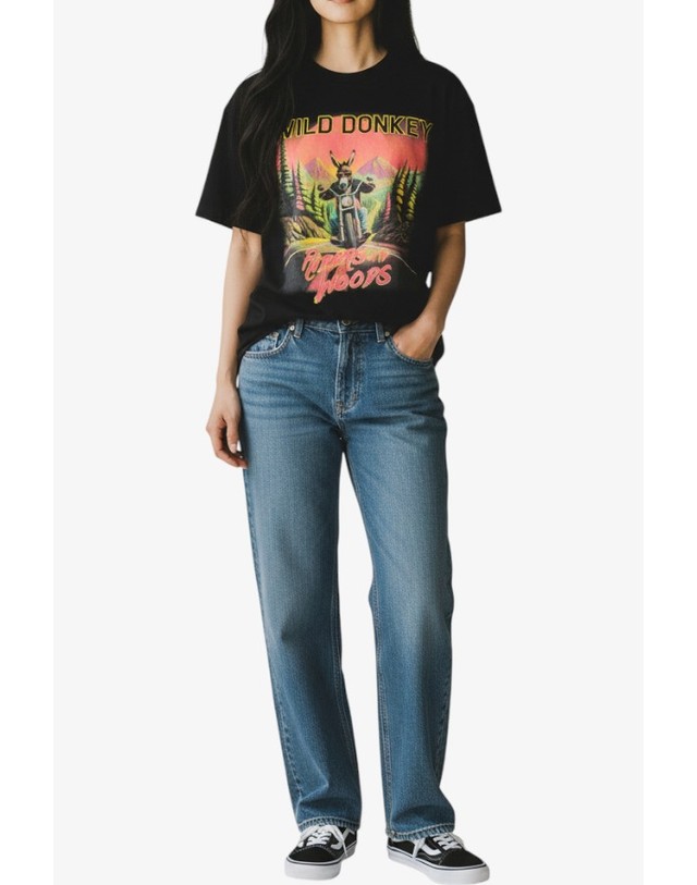 와일드 동키 와일드동키 26SS 라이딩 제리 반팔티셔츠 RIDING JERRY TS01 051 BLACK 착용컷
