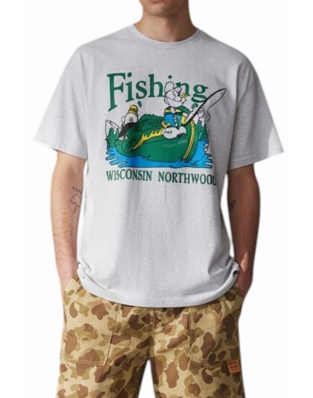와일드 동키 와일드동키 26SS 노스우즈 반팔티셔츠 NORTHWOODS TS01 066 HEATHER GREY 착용컷