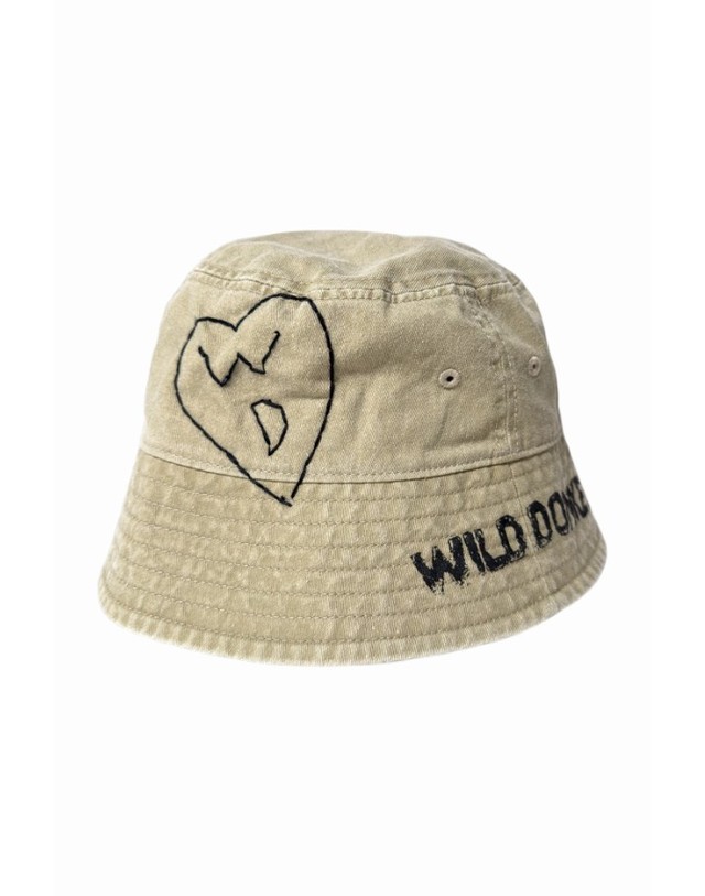 와일드 동키 와일드동키 26SS 하트 스크리블 버킷 햇 HEART SCRIBBLE CP04 053 KHAKI 착용컷
